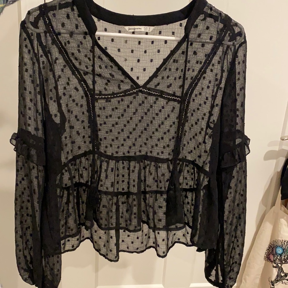 Stradivarius Mesh Black Longsleeve